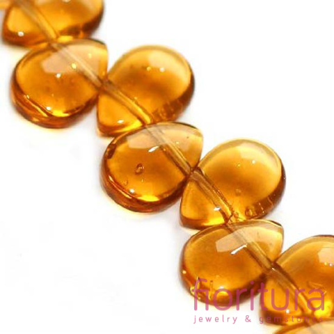 KORALIKI SZKLANE ŁEZKI GŁADKIE 8X11MM KOLOR MIODOWY