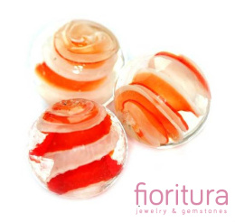 KORALIKI LAMPWORK TWISTER KULA 16MM KOLOR CZERWONY