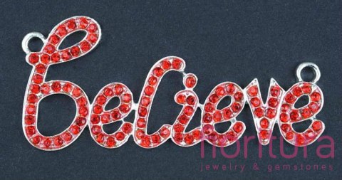 ZAWIESZKA Z KRYSZTAŁKAMI BELIEVE 30X64MM KOLOR SREBRNY