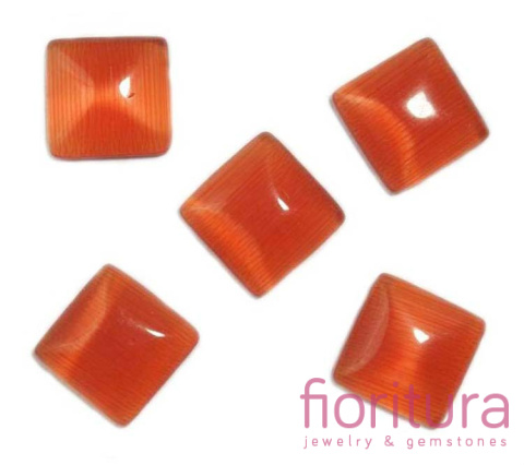 KABOSZON SZKLANY KOCIE OKO KWADRAT 10X10MM KOLOR ORANGE