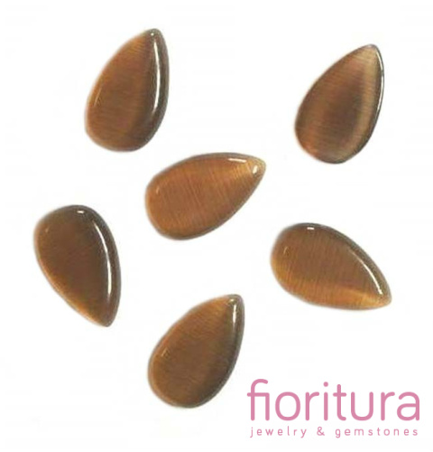 KABOSZON SZKLANY KOCIE OKO KROPLA 13X8MM KOLOR CIEMNY BRĄZ