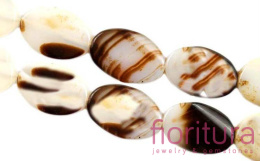KAMIEŃ NATURALNY AGAT BIAŁO-BRĄZOWY OWAL PŁASKI 20x30mm