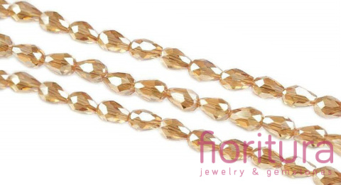 KORALIKI KRYSZTAŁOWE KROPLA FASETOWANA 5x4MM KOLOR CHAMPAGNE