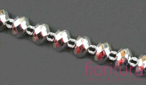 TAŚMA Z ĆWIEKAMI PÓŁKOLE FASETOWANE 8x5MM KOLOR SREBRNY