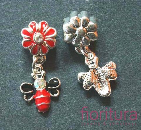 ZAWIESZKA EMALIOWANA PSZCZÓŁKA Z KRYSZTAŁKAMI 27MM