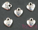 ZAWIESZKA SERCE Z NAPISEM LOVE SOUL 11X10MM KOLOR STARE SREBRO