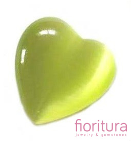 KABOSZON SZKLANY KOCIE OKO SERCE 14MM KOLOR OLIWKOWY