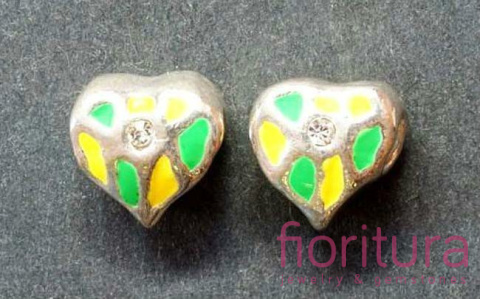 PRZEKŁADKA SERCE ŻÓŁTO-ZIELONE 12x11x8MM