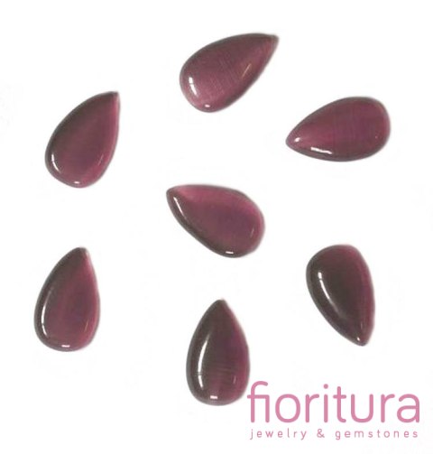 KABOSZON SZKLANY KOCIE OKO KROPLA 13X8MM KOLOR AMETYSTOWY