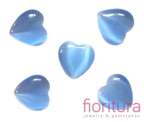KABOSZON SZKLANY KOCIE OKO SERCE 12MM KOLOR JASNY SZAFIR