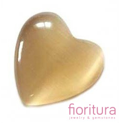 KABOSZON SZKLANY KOCIE OKO SERCE 12MM KOLOR JASNY BEŻ