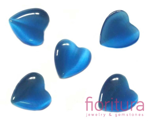 KABOSZON SZKLANY KOCIE OKO SERCE 14MM KOLOR CIEMNY NIEBIESKI