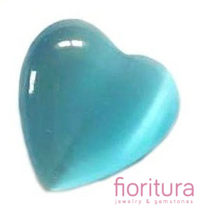 KABOSZON SZKLANY KOCIE OKO SERCE 14MM KOLOR JASNY NIEBIESKI