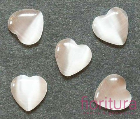 KABOSZON SZKLANY KOCIE OKO SERCE 12MM KOLOR BIAŁY