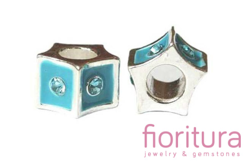 PRZEKŁADKA EMALIOWANA GWIAZDKA NIEBIESKA Z KRYSZTAŁKAMI 11MM