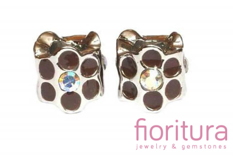 PRZEKŁADKA EMALIOWANA KWIAT Z KRYSZTAŁKAMI 10MM