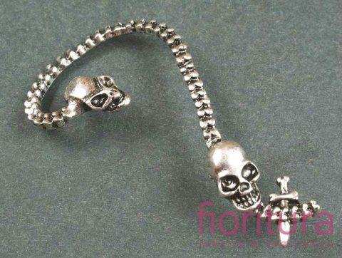 KOLCZYK NAUSZNICA CZASZKI 72x36MM KOLOR STARE SREBRO