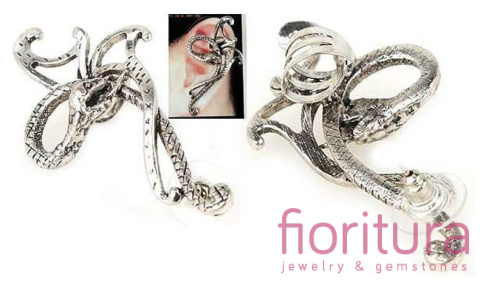 KOLCZYK NAUSZNICA WĄŻ 58x31MM KOLOR STARE SREBRO