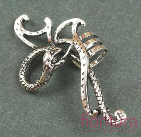 KOLCZYK NAUSZNICA WĄŻ 58x31MM KOLOR STARE SREBRO