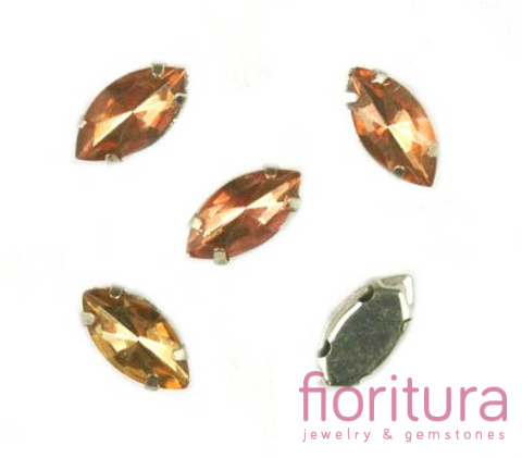 KORALIKI SZKLANE FASETOWANE W METALOWEJ OPRAWIE MARKIZA 4x8MM KOLOR ZŁOTY