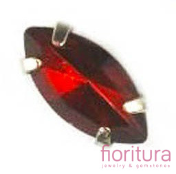 KORALIKI SZKLANE FASETOWANE W METALOWEJ OPRAWIE MARKIZA 4x8MM KOLOR RUBIN