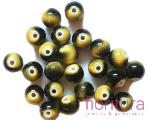 KORALIKI AKRYLOWE KULA 12MM KOLOR ŻÓŁTY/CZARNY