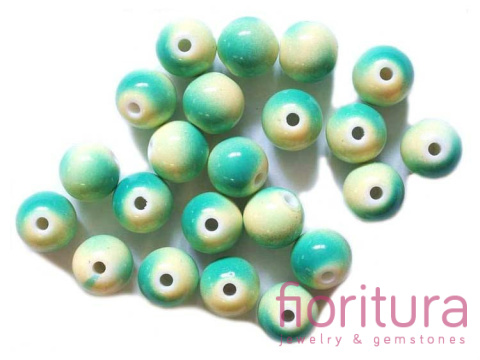 KORALIKI AKRYLOWE KULA 12MM KOLOR TURKUS/ŻÓŁTY