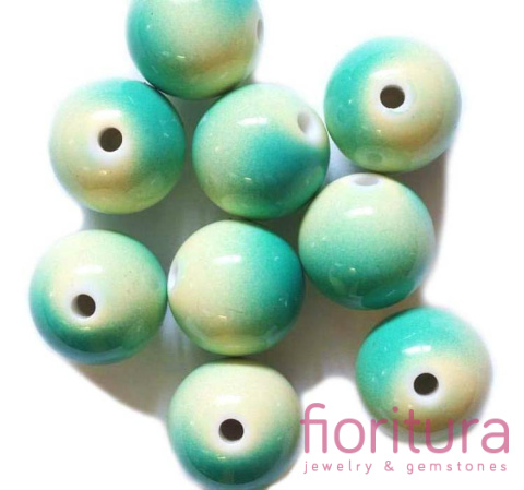 KORALIKI AKRYLOWE KULA 19MM KOLOR ŻÓŁTY/TURKUS