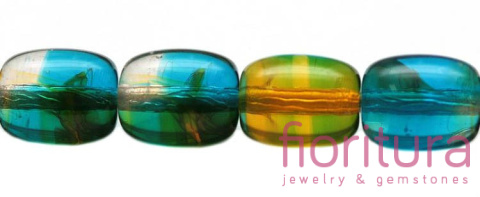 KORALIKI SZKLANE BECZKA 10x8MM KOLOR TURKUSOWY CIENIOWANY