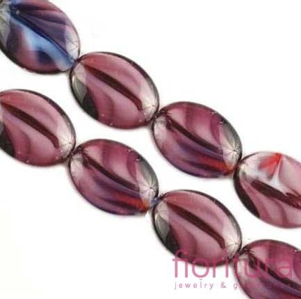 KORALIKI SZKLANE OWAL 12x9MM KOLOR AMETYSTOWY