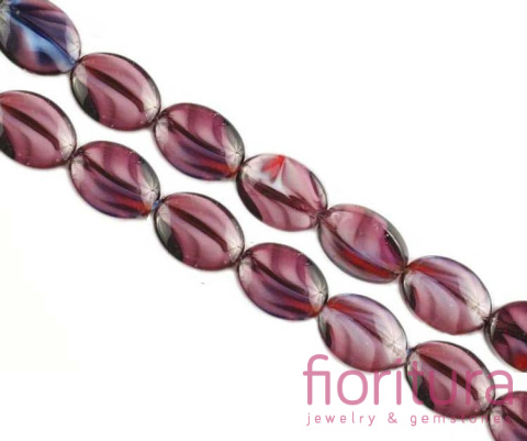 KORALIKI SZKLANE OWAL 12x9MM KOLOR AMETYSTOWY