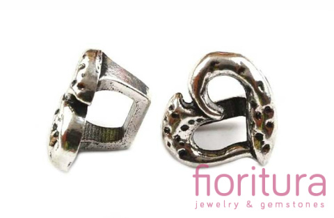 PRZEKŁADKA SERCE 19x18MM KOLOR STARE SREBRO