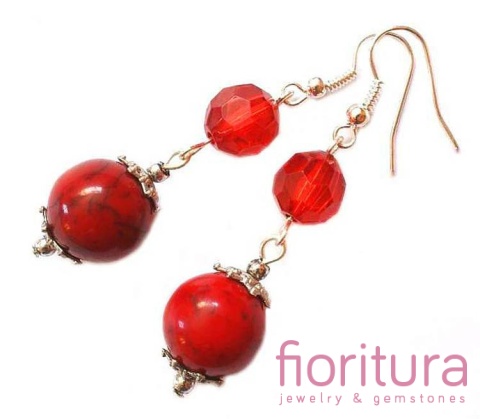 KOLCZYKI KULE SZCZĘŚCIA CZERWONE