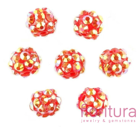 KORALIKI CARAMBALLA 10x8MM KOLOR RED AB