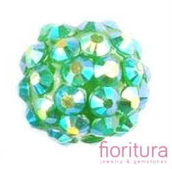 KORALIKI CARAMBALLA Z KRYSZTAŁKAMI STRASS 14x13MM KOLOR EMERALD GREEN