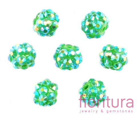 KORALIKI CARAMBALLA KULA 10x8MM KOLOR GREEN AB