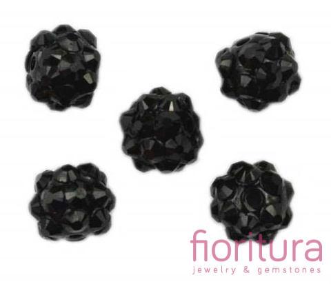 KORALIKI CARAMBALLA Z KRYSZTAŁKAMI STRASS 10x8MM KOLOR BLACK