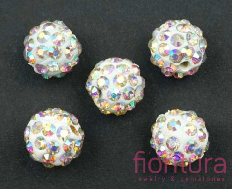 KORALIKI CARAMBALLA Z KRYSZTAŁKAMI STRASS 10MM KOLOR CRYSTAL AB