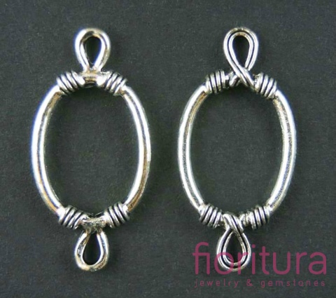 ŁĄCZNIK OWALNY 36X17MM KOLOR STARE SREBRO