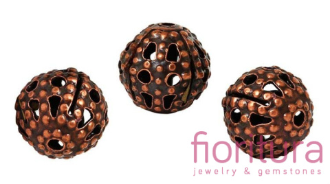 PRZEKŁADKA FILIGRANOWA AŻUROWA KULA 6MM KOLOR MIEDZIANY