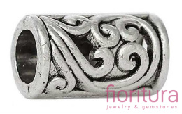 PRZEKŁADKA RURKA RZEŹBIONA 8,5x5MM KOLOR STARE SREBRO