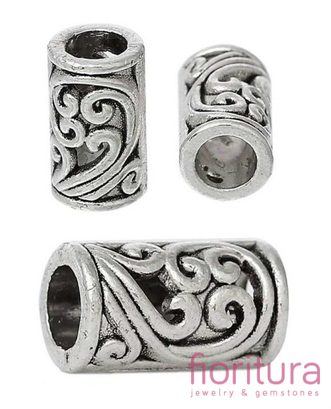 PRZEKŁADKA RURKA RZEŹBIONA 8,5x5MM KOLOR STARE SREBRO