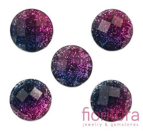 KABOSZON AKRYLOWY FASETOWANY Z BROKATEM KOŁO 12MM KOLOR CZERWONY/GRANAT