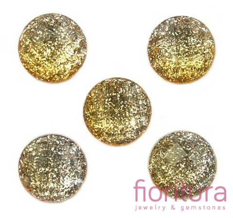 KABOSZON AKRYLOWY FASETOWANY Z BROKATEM KOŁO OK.12MM KOLOR SREBRNY/ZŁOTY