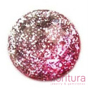 KABOSZON AKRYLOWY FASETOWANY Z BROKATEM KOŁO 12MM KOLOR RÓŻOWY/SREBRNY