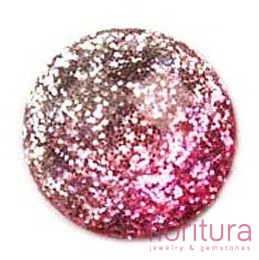 KABOSZON AKRYLOWY FASETOWANY Z BROKATEM KOŁO 12MM KOLOR RÓŻOWY/SREBRNY
