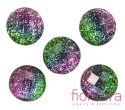 KABOSZON AKRYLOWY FASETOWANY Z BROKATEM KOŁO 12MM KOLOR RÓŻ/NIEBIESKI/ZIELONY