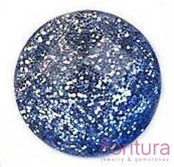 KABOSZON AKRYLOWY FASETOWANY Z BROKATEM KOŁO 12MM KOLOR NIEBIESKI/SREBRNY