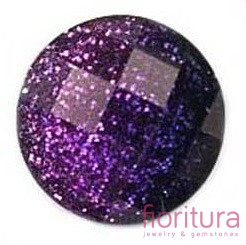 KABOSZON AKRYLOWY FASETOWANY Z BROKATEM KOŁO 12MM KOLOR JASNY FIOLET/FIOLET
