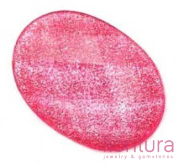 KABOSZON AKRYLOWY FASETOWANY Z BROKATEM OWAL 18x13MM KOLOR CIEMNY RÓŻ